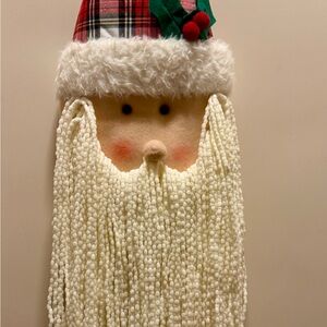 Festive Santa Wall Hanging with Plaid Hat